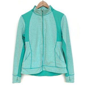 Lucy Aqua Green Heathered Full Zip Jacket Thumbholes M
